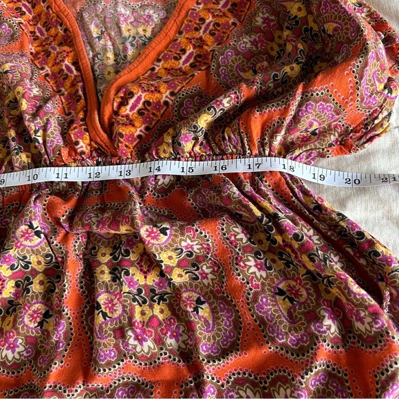 Xhilaration Boho, Festival, Summer, Orange and Black Floral Print Midi Dress - Picture 5 of 5